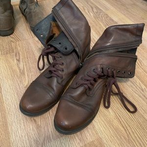 Brown combat boots
